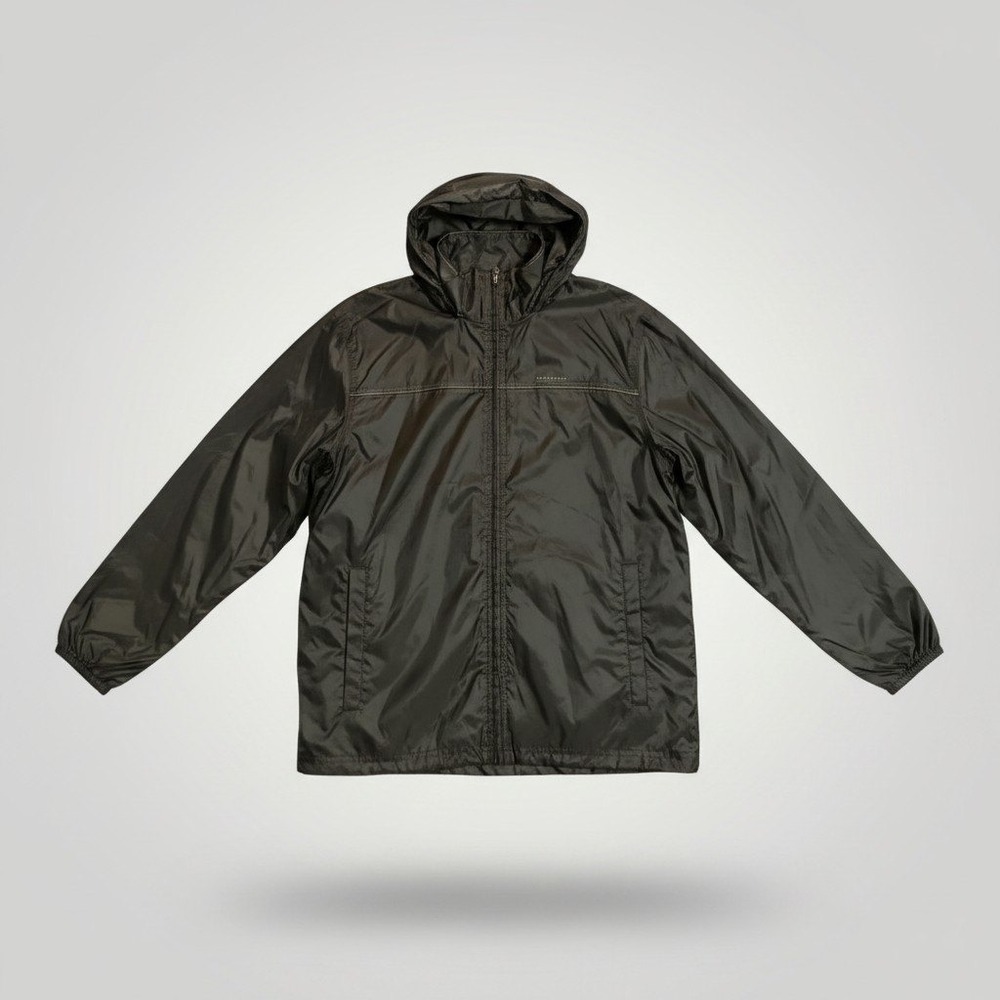 Quechua Decathlon Windbreaker Jacket Men Small Dark Olive Green Hooded Packable